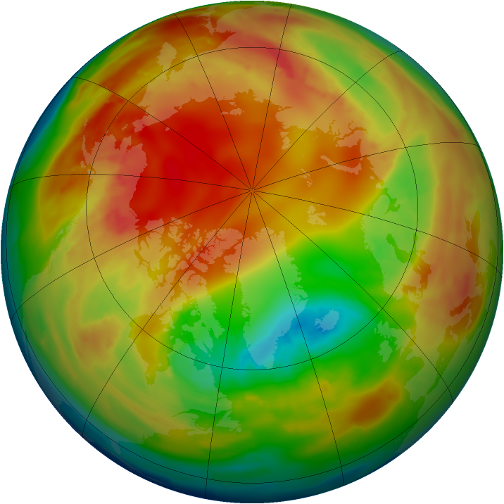 Arctic ozone map for 07 February 2010